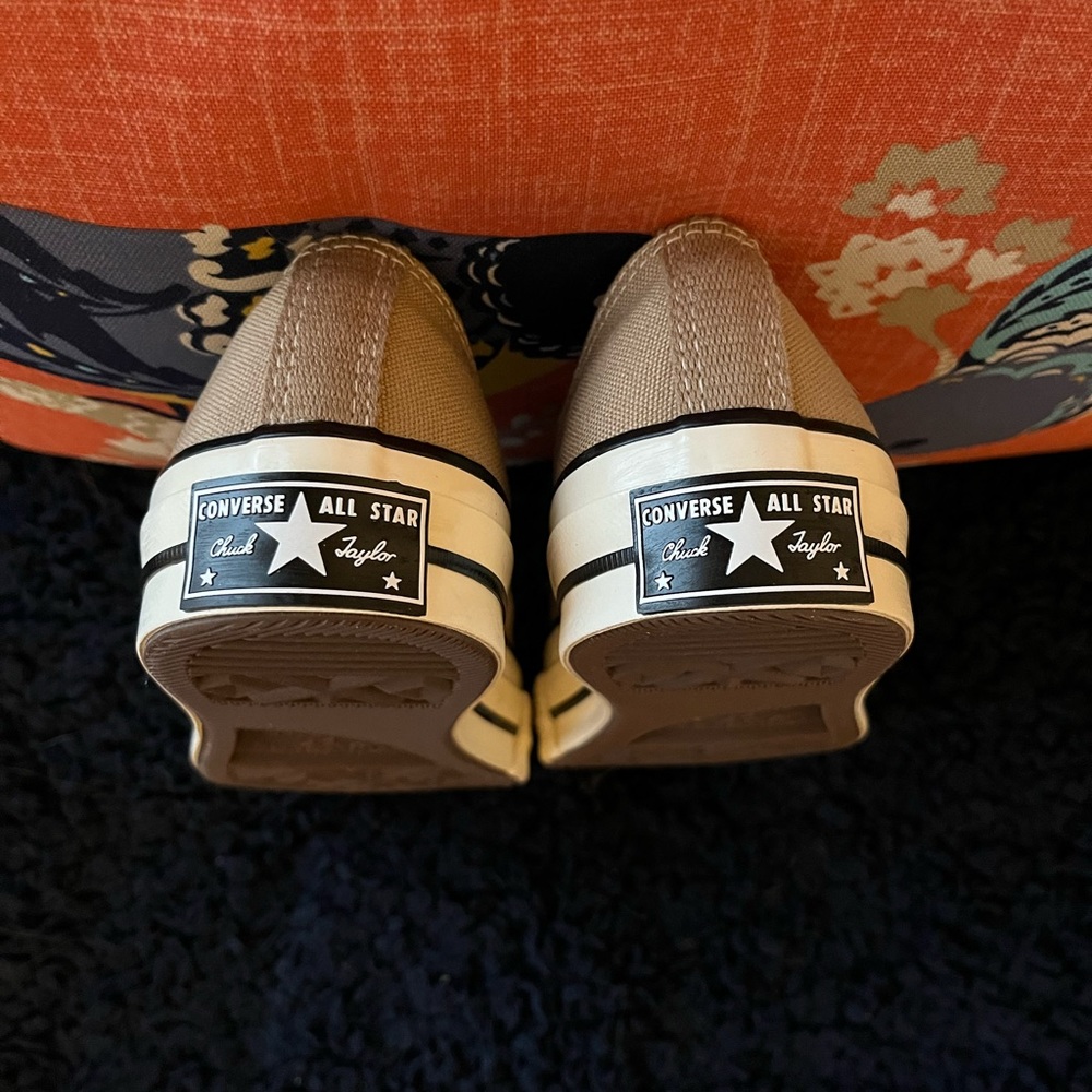 Converse Canvas Low Top Sneakers in Tan and White - Picture 7 of 11